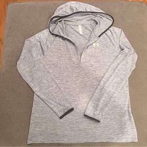 Womens UNDER ARMOUR HeatGear Loose Fit Hooded V Neck Pullover Blue Size XL